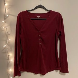 Old Navy Maroon Ribbed Long-sleeve Henley